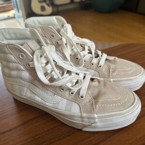 Vans Beige and White High-Top Sneakers